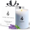 Calming Scented Candles for Home | Lavender, Basil & Jasmine Candle | Natural Non Toxic Soy Candles with Essential Oils | 50 H Long Burning | Aromatherapy Candle Jar with Lid -...