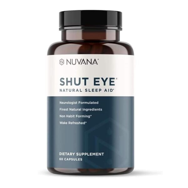 Shut Eye Natural Sleep Aid Supplement for Adults | 5mg Melatonin | Helps Relax and Promote Natural Deep Sleep with Valerian Root, Chamomile & Magnesium | Vegan & Non-GMO | 60...
