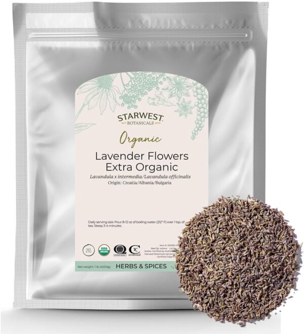 Starwest Botanicals Organic Dried Lavender Flowers Extra Grade, 1 Pound