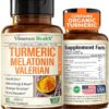 Turmeric, Melatonin & Valerian Root Sleep Aid Supplement. Natural Sleep Aid for Adults with L-Theanine, Ginger & Black Pepper Extract. Melatonin 3mg, Valerian Root Capsules....