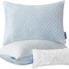 Uniqwamer Cooling Bed Pillows for Sleeping 2 Pack Shredded Memory Foam Adjustable Pillows Standard Size Set of 2 for Side Back Sleepers - Luxury Extra Comfy Gel Pillows with...