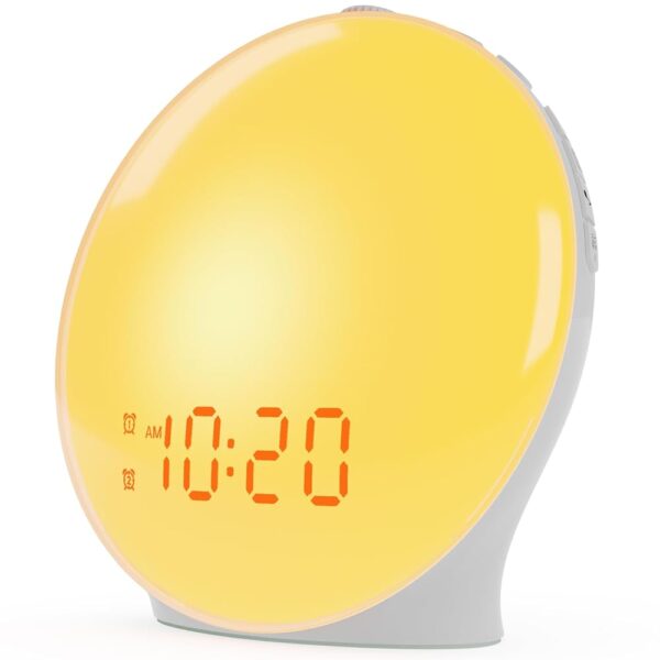 Wake Up Light Sunrise Alarm Clock for Kids, Heavy Sleepers, Bedroom, with Sunrise Simulation, Sleep Aid, Dual Alarms, FM Radio, Snooze, Nightlight, Daylight, 7 Colors, 7 Natural...