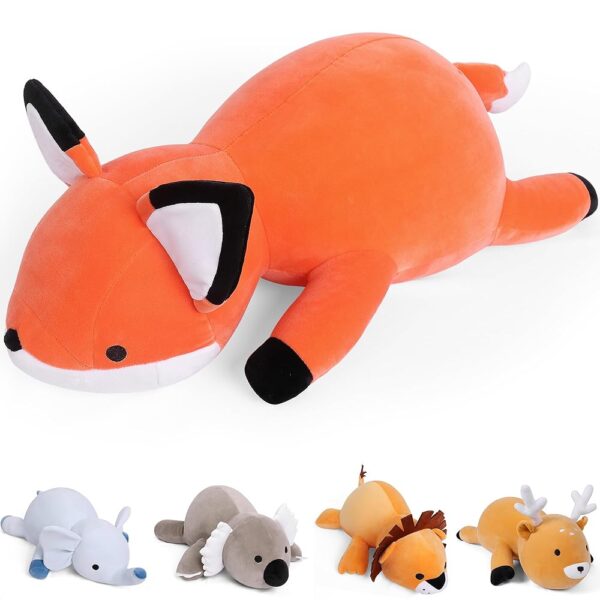 Weighted Stuffed Animals, 4.2Lb Weighted Fox Plush, 24in Giant Fox Throw Pillow Soft Plushie Doll Toy Gifts
