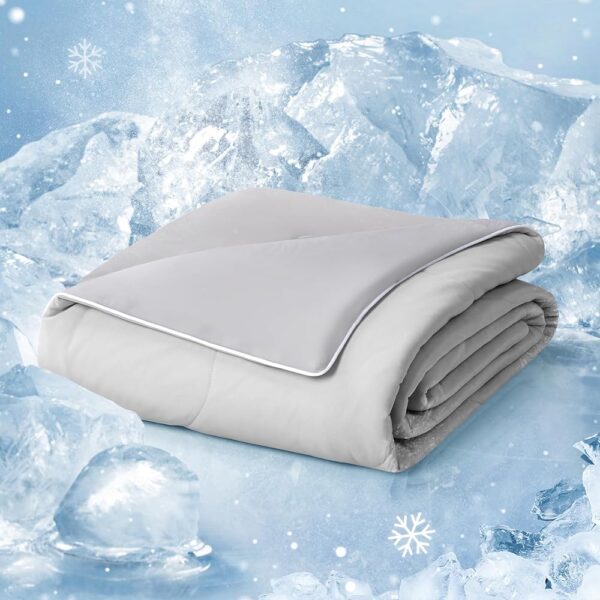 COHOME Cooling Comforter Queen/Full, Cooling Blanket for Hot Sleeper and Night Sweats, Cold Touch Fabric Absorbs Body Heat, Double-Sided Cool Design Soft Fluffy (Grey, (90"x90"))
