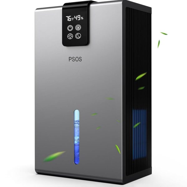 Dehumidifier, 118 OZ Dehumidifier for Home (1000 sq. ft), Dehumidifiers for Bedroom Bathroom with Humidity monitoring, Auto Shut Off, 7 Colors LED Light, Sleep Model (Grey)