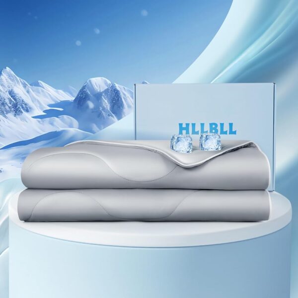 HLLBLL® Cooling Comforter, Ultra Cold Fiber Technology, All-Season Lightweight Blanket to Quickly Cool Down,Deep Sleep Throughout The Night (Cool Gray, Full/Queen (90"x90"))