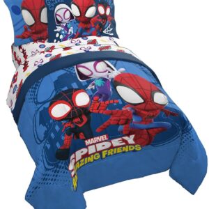 Jay Franco Marvel Spidey and His Amazing Friends Team Spidey 5 Piece Twin Size Bed Set - Includes Comforter & Sheet Set Bedding - Super Soft Fade Resistant Microfiber (Official...