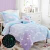 KALEIDOSPACE Kids Twin Comforter Sets for Girls, Glow in The Dark Unicorn Bedding Sets -3 Pieces Lightweight Bed in A Bag