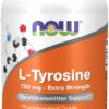 NOW Foods Supplements, L-Tyrosine 750 mg, Supports Mental Alertness*, Neurotransmitter Support*, 90 Veg Capsules
