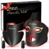Red Light Therapy Mask Set, Led Mask Light Therapy for Face & Neck, Near-infrared Light 850nm and Red Light 630nm, 5 Gears Energy Adjustment, Black
