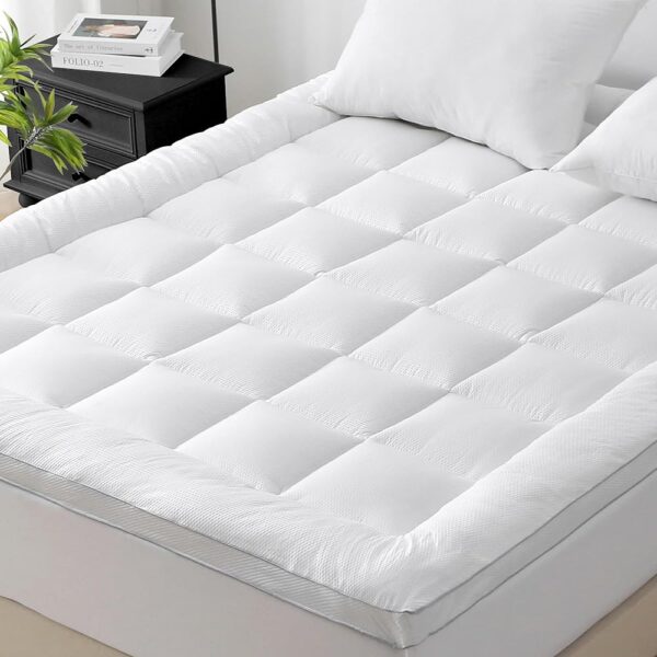 UNILIBRA King Mattress Topper for Back Pain, Pillow Top Mattress Pad King Size Cooling Breathable Extra Thick Mattress Cover with Down Alternative Filling, Deep Pocket 8-22"