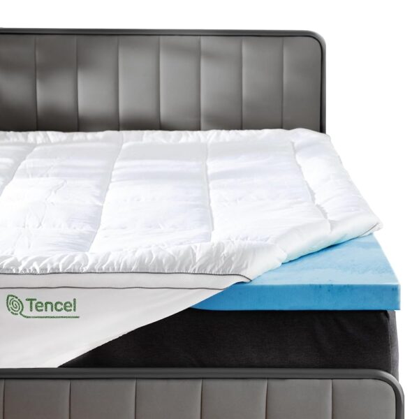 ViscoSoft 4 Inch Pillow Top Memory Foam Mattress Topper Queen - Cooling Hybrid Lux Dual Layer Mattress Pad - CertiPur-US Certified