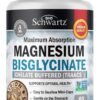 Magnesium Bisglycinate 100% Chelate No-Laxative Effect - Maximum Absorption Magnesium Supplement - Fully Reacted & Buffered for Energy Muscle Bone & Joint Support - Non-GMO...