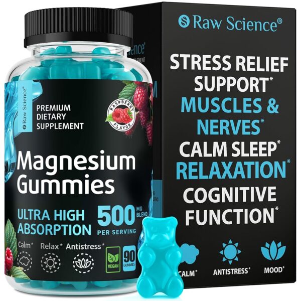 Magnesium Gummies for Adults - Calm Magnesium Complex 500 mg - Magnesium Citrate, Malate, Taurate & Oxide - Magnesium Supplement for Sleep, Muscle Relaxation and Legs Cramp...
