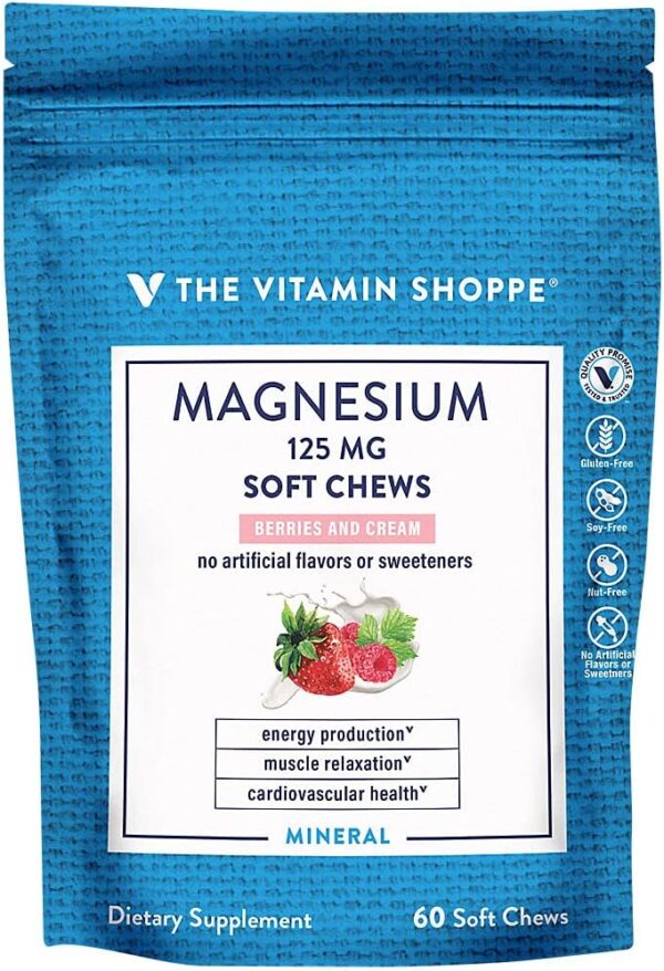 Magnesium Soft Chews - Supports Energy Production & Muscle Relaxation - Berries & Cream (60 Soft Chews)