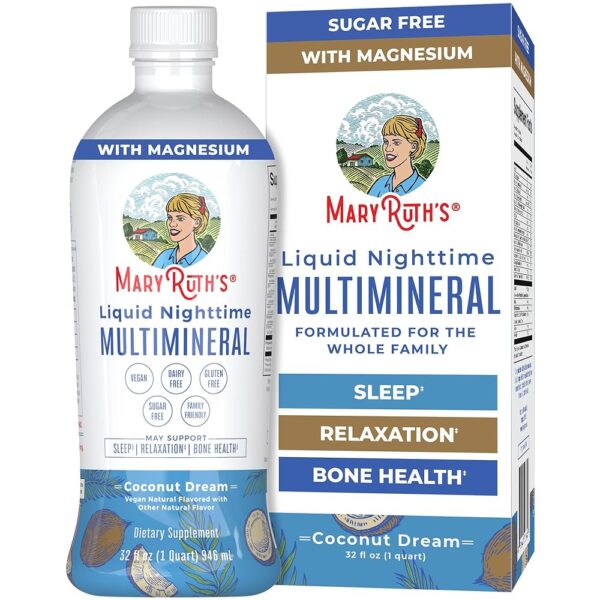 MaryRuth Organics Liquid Nighttime Multimineral Sleep Supplement | Sugar Free | Calm Magnesium Citrate| Calcium Magnesium Zinc | Available in 4 Flavors | Vegan | Gluten Free |...