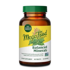 MegaFood Balanced Minerals - Calcium, Fermented Magnesium Glycinate, Zinc, Selenium, GTF Chromium, Molybdenum, Nettle Leaf, Horsetail Leaf - Made Without 9 Food Allergens - 90...
