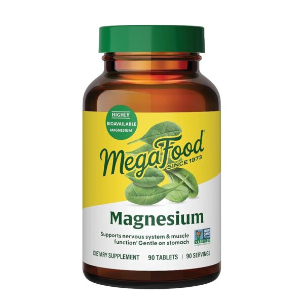 MegaFood Magnesium - Supports heart & nervous system - Magnesium Supplement with fermented Magnesium Glycinate - Vegan, Gluten-Free, Non-GMO and Kosher - Made Without 9 Food...