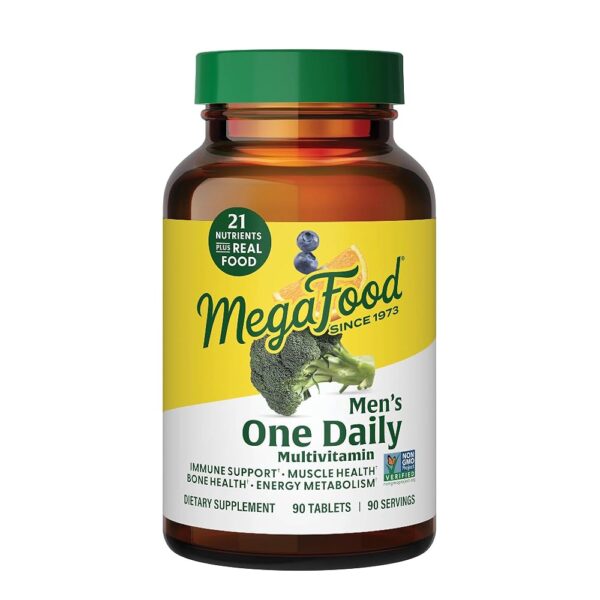 MegaFood One Daily Mens Multivitamins - Multivitamin for Men - Vitamin C, Vitamin D3 & Vitamin B12 - Muscle, Energy Metabolism & Immune Support - Vegetarian, Gluten Free - 90...