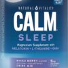 Natural Vitality Calm Sleep, Melatonin & Magnesium Citrate, Sleep Aid Drink Mix, GABA, Aid, Vegan, Gluten Free Non-GMO, Mixed Berry, 16 Oz
