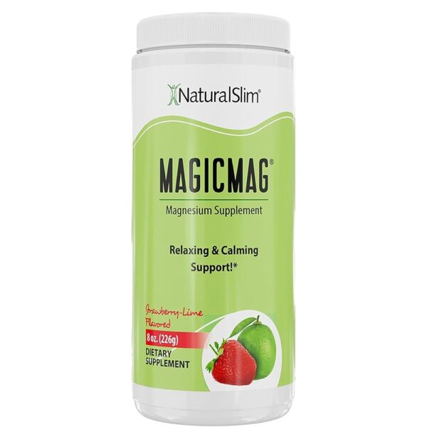 NaturalSlim Magicmag Pure Magnesium Citrate Powder – Stress, Constipation, Muscle, Heart Health, and Sleep Support | Natural Strawberry & Lime Flavored Magnesium Supplement -...