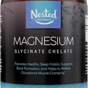Nested Naturals Magnesium Glycinate Chelate - Magnesium Supplement for Muscle Cramps, Relaxation, & Sleep Support - 100% Chelated Albion TRACCS Buffered Magnesium Glycinate...