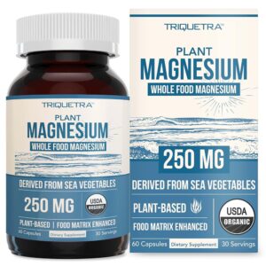 Organic Magnesium | Whole Food Magnesium - Plant-Based, Organic Sea Vegetable Complex - 250 mg Magnesium Per Serving | Water Extracted | Gentle on Stomach | Energy, Sleep,...