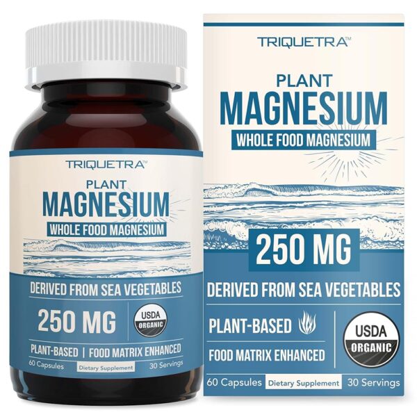 Organic Magnesium | Whole Food Magnesium - Plant-Based, Organic Sea Vegetable Complex - 250 mg Magnesium Per Serving | Water Extracted | Gentle on Stomach | Energy, Sleep,...