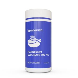 UpNourish Magnesium Glycinate Chelate 500mg Capsules - Highly Absorbable Chelated Magnesium - Pure Magnesium Supplement for Sleep & Calm Support, Nervous, Muscle & Bone Health