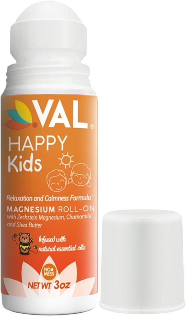 VAL Magnesium, Roll-on Applicator, Relaxation Formula for Children, Zechstein Magnesium Chloride, Chamomile, Shea Butter and Natural Essential Oils to Help Kids Sleep, Support...