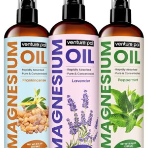 Venture Pal 100% Pure Magnesium Oil Spray with Lavender, Fast Absorption, Less Sting, Ultra-Soothing for Sleep & Muscle Relaxation, Seven (Big 8 oz) Minerals