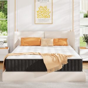 10 Inch Mattress Queen, Memory Foam Mattress in a Box, Medium Firm Cooling Charcoal Mattresses for Back Pain Relief, CertiPUR-US, Fiberglass Free & Support Comfort