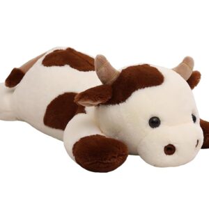 25.6 inch 5 lbs Cow Weighted Stuffed Animals, Large Weighted Plush Animal, Cute Plush Toy Pillow, Soft Kawaii Plushie Gifts for Adults, Kids, Boys and Girls(Off-White)