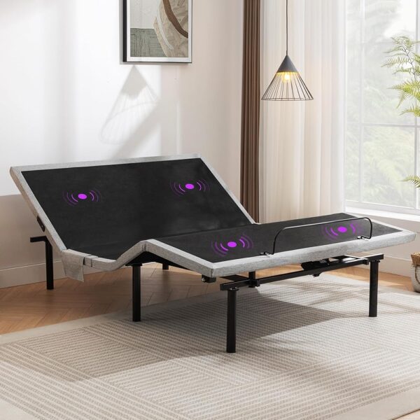 Adjustable Bed Frame Queen, Adjustable Bed Base with Massage, Zero Gravity Electric Bed with Wireless Remote, Head and Foot Incline, Dual USB Ports, Underbed Lighting, Easy...