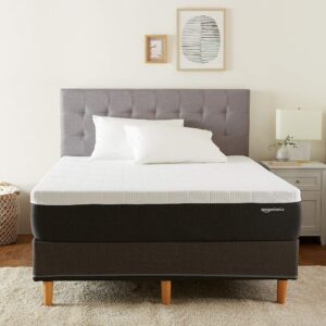 Amazon Basics Infused Cooling Gel Memory Foam Firm Support Latex-Feel Mattress, CertiPUR-US Certified, King Size, 12 inch, White/Dark Gray