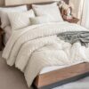Andency King Size Comforter Set Beige, Boho Cream Soft Warm Tufted Neutral Bedding Comforter Sets for King Size Bed, 3 Pieces Aesthetic Chevron Farmhouse Cute Bohemian Textured...