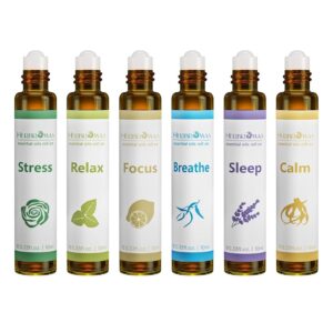 Aromatherapy Essential Oils Roll On Set, Natural Pre-diluted Blend Oils for Skin Use, Relaxation Gift for Women & Men, Pack 6 x10ml