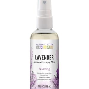 Aura Cacia Relaxing Lavender Aromatherapy Mist, 4-Ounce, Lavender Pure Essential Oils, Sweet & Floral Aroma