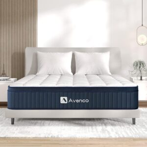 Avenco Queen Mattress, 12 Inch Hybrid Queen Size Mattress in a Box with Latex Memory Foam Medium Firm Queen Bed Mattress Motion Isolation, CertiPUR-US Certified