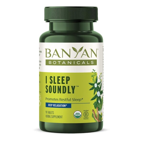 Banyan Botanicals I Sleep Soundly – Organic Herbal Sleep Supplement with Ashwagandha, Eclipta, and Chamomile – 90 Tablets – Non-GMO Sustainably Sourced Vegan