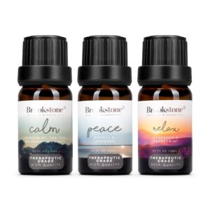 Brookstone Essential Oil Blends Sleep Collection | Organic Essential Oil Set for Aromatherapy Diffuser, Massage Oil and Candle Scents | 3-Pack 10ml Bottles