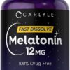 Carlyle Melatonin 12 mg Fast Dissolve 300 Tablets | Drug Free | Natural Berry Flavor | Vegetarian, Non-GMO, Gluten Free
