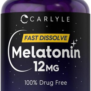 Carlyle Melatonin 12 mg Fast Dissolve 300 Tablets | Drug Free | Natural Berry Flavor | Vegetarian, Non-GMO, Gluten Free