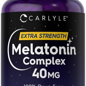 Carlyle Melatonin 40mg Complex | 150 Fast Dissolve Tablets | Extra Strength Support | with Ashwagandha and Chamomile | Vegetarian, Non-GMO, Gluten Free Supplement