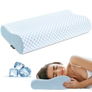 Cervical Pillow for Neck Pain Relief, Contour Memory Foam Pillows for Sleeping, Odorless Ergonomic Pillow Adjustable Orthopedic Cooling Pillow Bed Pillow Neck Support for Side...