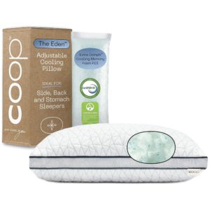 Coop Home Goods Eden Cool Adjustable Pillow, King Size - Adjustable Memory Foam with Gel Infusion - Soft Breathable Lulltra Fabric - Ideal for All Sleepers - Eco-Friendly...