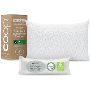 Coop Home Goods Original Adjustable Pillow, Queen Size Bed Pillows for Sleeping, Cross Cut Memory Foam Pillows - Medium Firm Back, Stomach and Side Sleeper Pillow,...