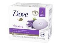 Dove relaxing lavender oil & chamomile, 3 count, 3.17 oz, total weight 9.52 oz