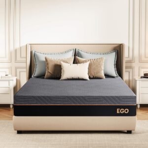 EGOHOME 12 Inch Queen Memory Foam Mattress for Back Pain, Cooling Gel Mattress Bed in a Box, Made in USA, CertiPUR-US Certified, Therapeutic Medium Double Mattress, 60x80x12 Black