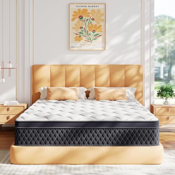 ELEMUSE 12 Inch Full Mattress in a Box, Memory Foam Hybrid Mattress with Individually Pocketed Springs for Isolate Motion, Pressure Relief, CertiPUR-US Certified
